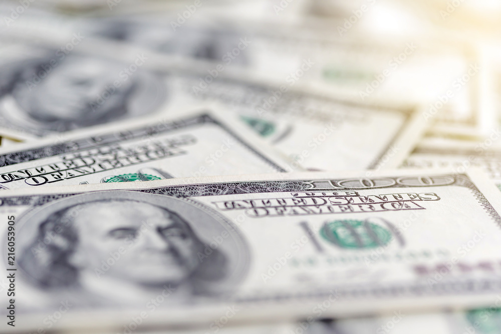 US dollars, banknotes of hundred dollar bills, closeup US dollars, banknotes of hundred dollar bills, closeup