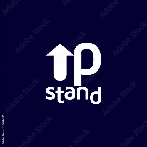 stand up text logotype vector template