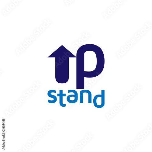 stand up text logotype vector template