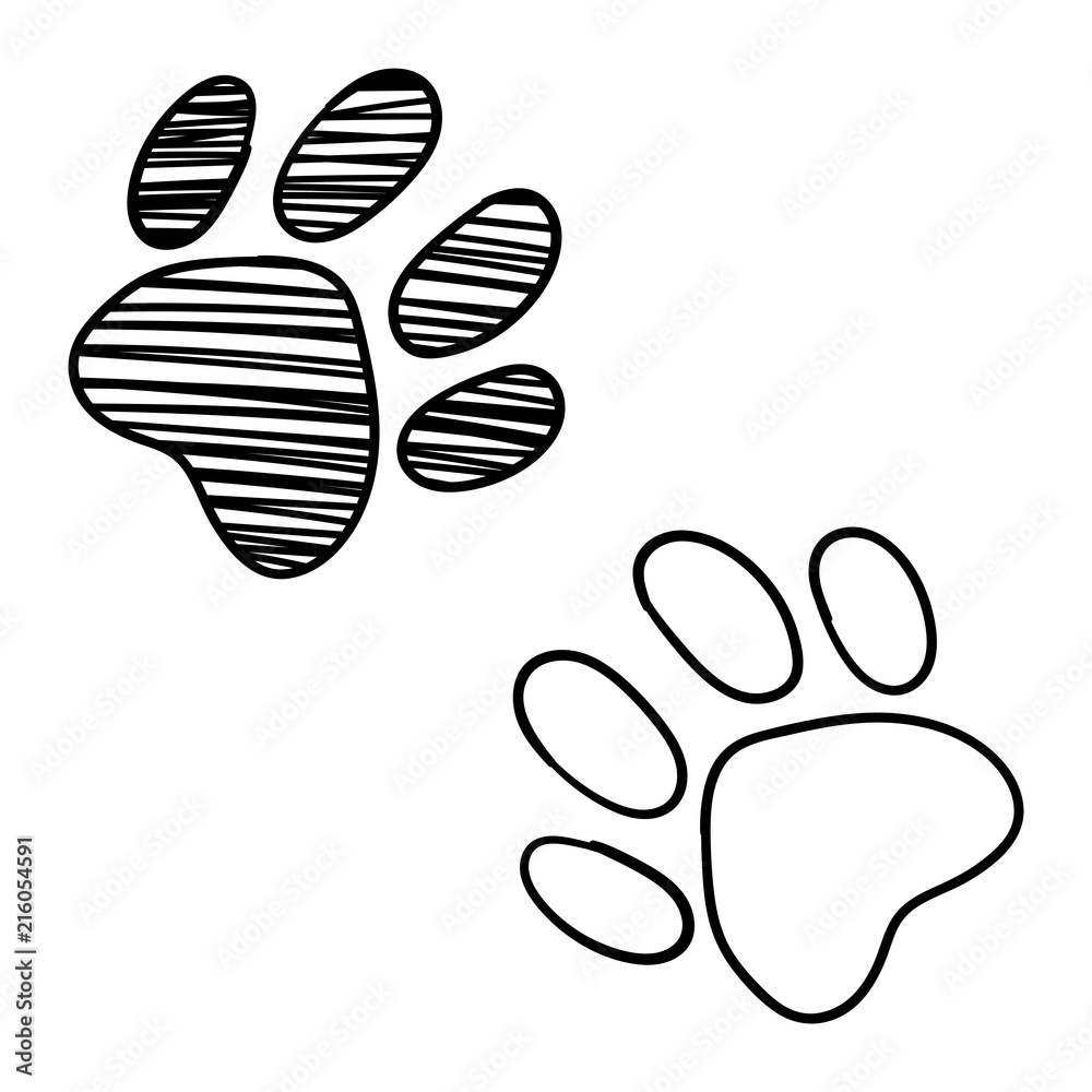 Monochrome black and white dog cat pet animal paw foot isolated hand drawn ink sketch art vector Monochrome black and white dog cat pet animal paw foot isolated hand drawn ink sketch art vector