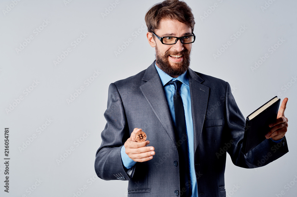 business man with bitcoin business man with bitcoin