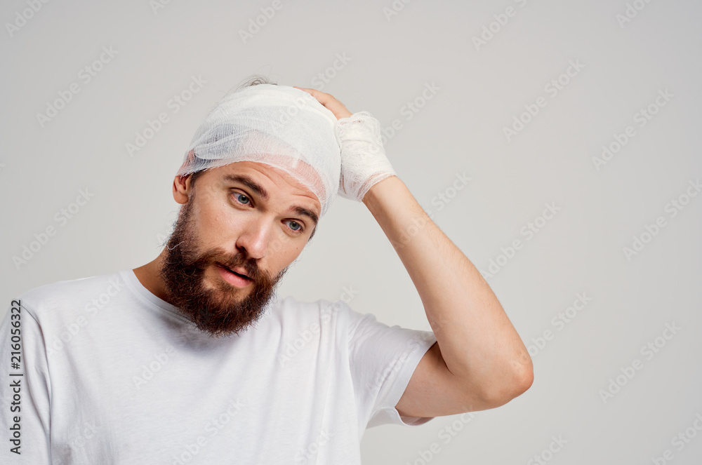man with bandage bruises man with bandage bruises