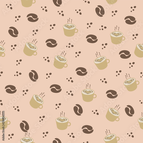 beautiful vector pattern with fragrant coffee in a cup