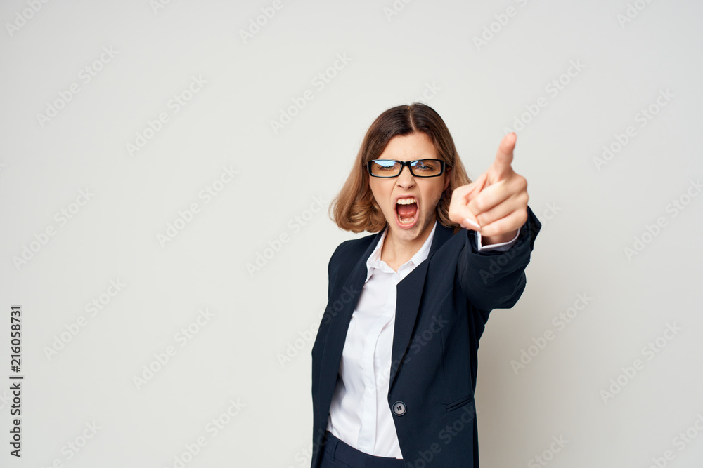 business woman screaming in glasses emotions business woman screaming in glasses emotions