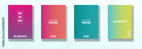 Minimal Covers, Vector Hipster Abstract Brands Design. Magenta, Cyan, Yellow Corporate Identity Blend Tech Halftones. Business Minimal Covers, Cool Retro Ad Music Party Poster Bright Gradient Stripes.