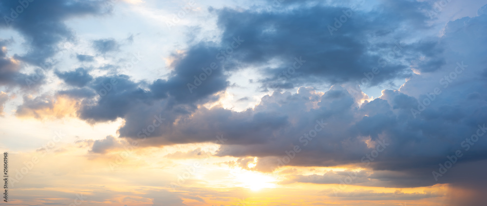 Panorama sunset sky background - obrazy, fototapety, plakaty 