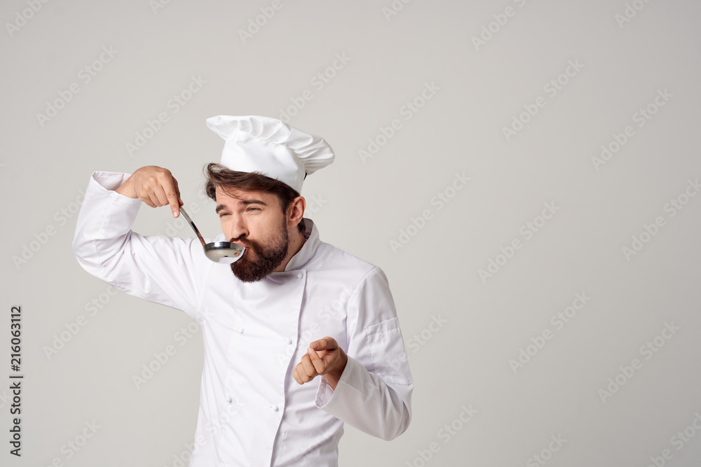man tries to eat from the scoop man tries to eat from the scoop