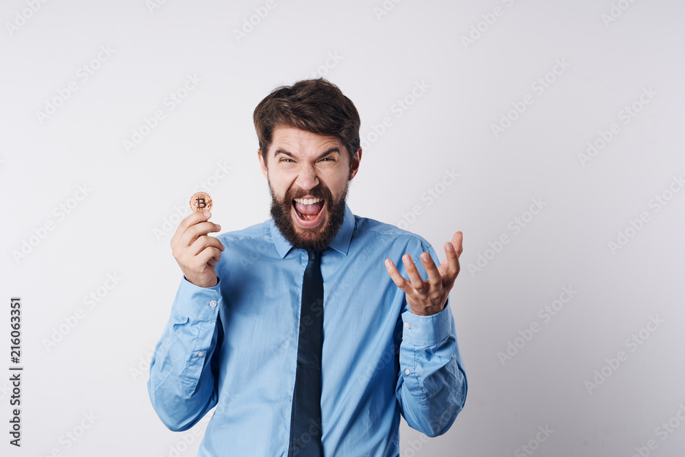 angry man with bitcoin business angry man with bitcoin business