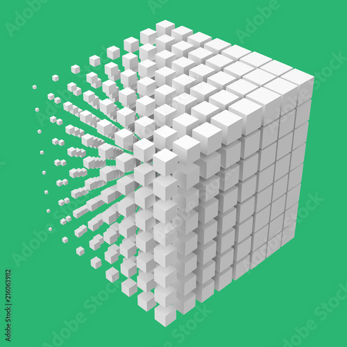 bigger cube dissolving to smaller cubes