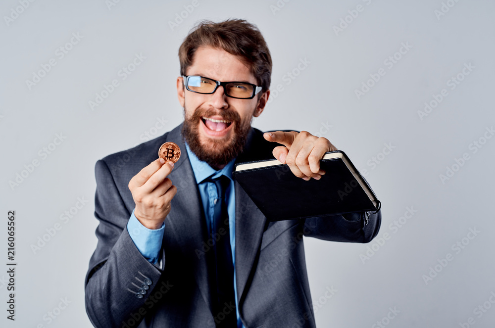 business man bitcoin documents business man bitcoin documents