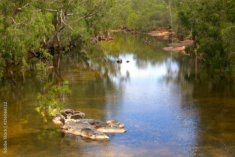 Obraz premium Idyllic Ibis creek near Irvinebank on the Atherton Tableland in Queensland, Australia