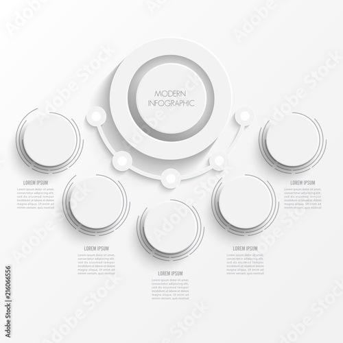 Vector infographic template with 3D paper label, integrated circles. Business concept with options. For content, diagram, flowchart, steps, parts, timeline infographics, workflow layout, chart