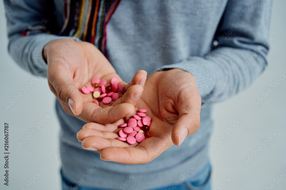tablets vitamins in the hands tablets vitamins in the hands