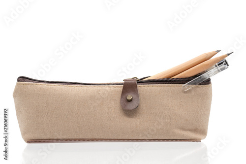 Murais de parede pencil case Isolated on white background with clipping path included