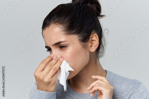 woman has flu blown out
