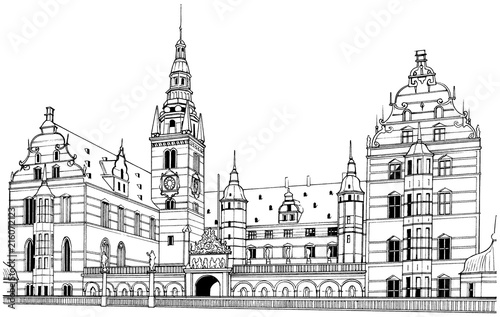 漫画風ペン画イラスト 西洋風 城 Stock Illustration Adobe Stock