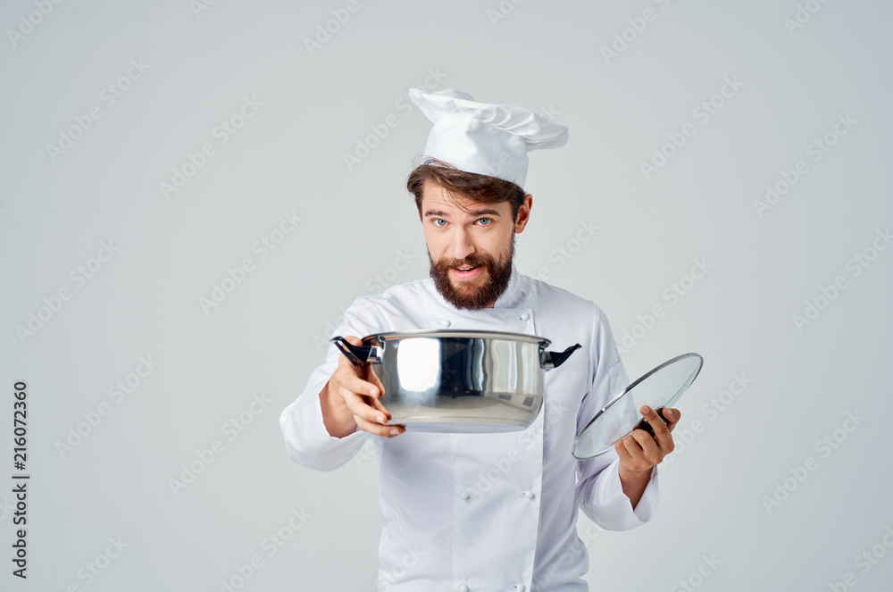 chef with pan isolated on white chef with pan isolated on white
