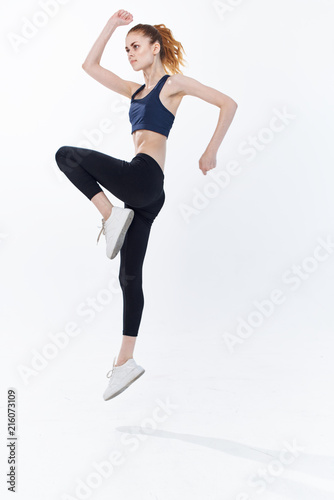 woman jumping gym athletics