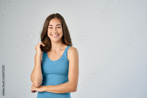 smile woman in t-shirt