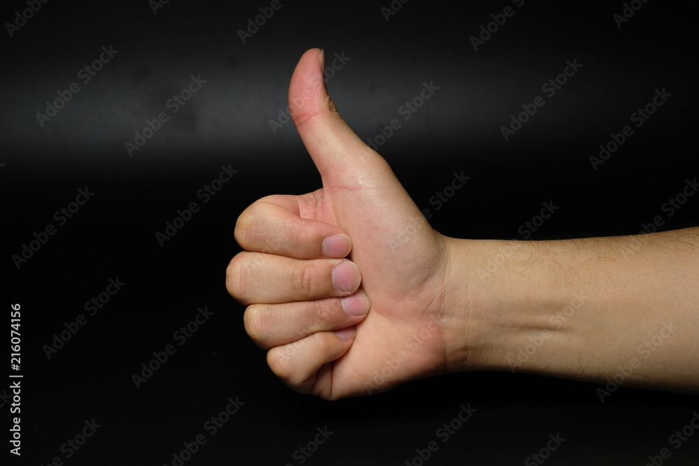 Man hand sign isolated on back background Man hand sign isolated on back background