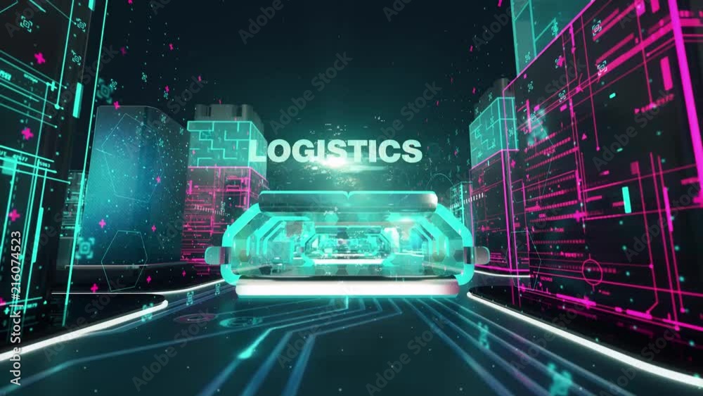 Waterways logistics with digital technology concept