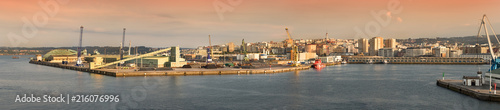 Panorama view of the Port of La Coruña, Spain.
