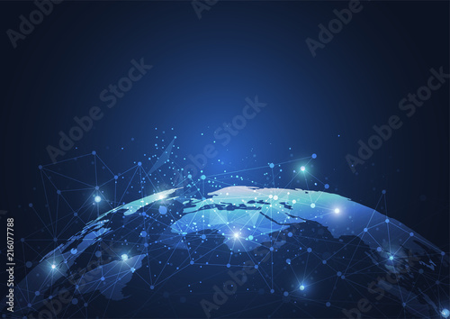 Global network connection. World map point and line composition concept of global business. Vector Illustration