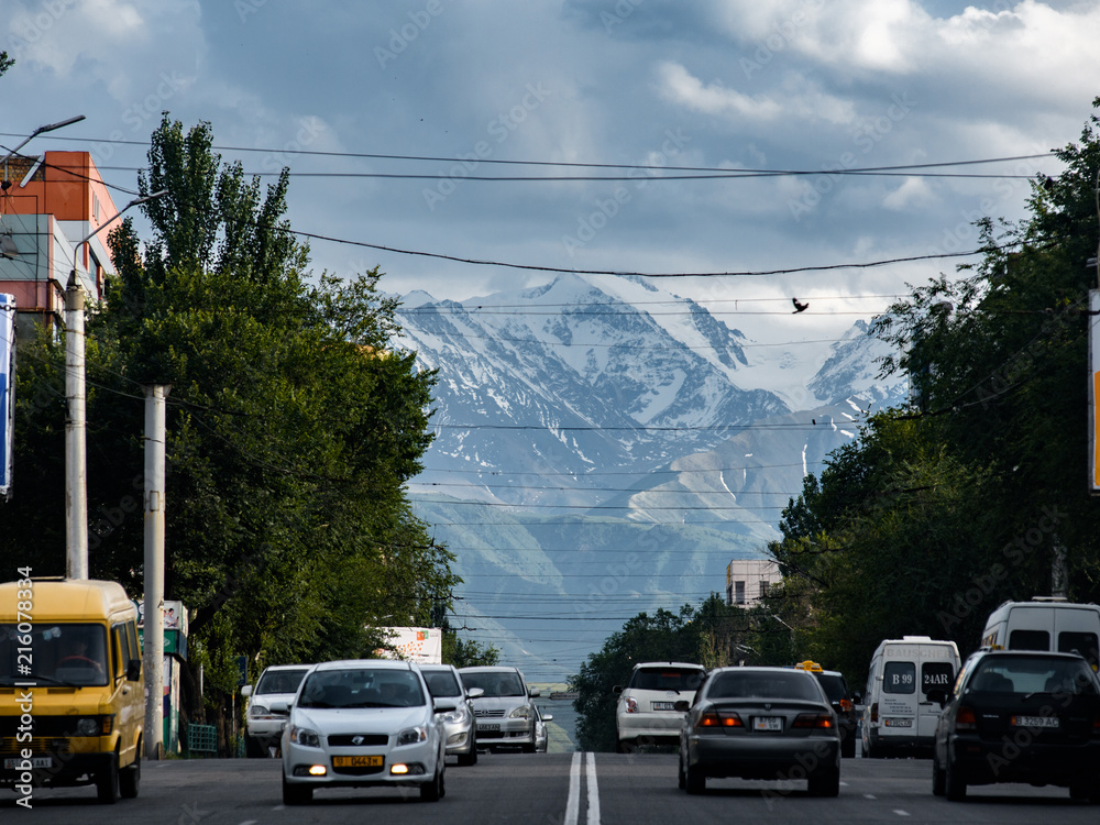 Bishkek road mountains Kyrgyzstan