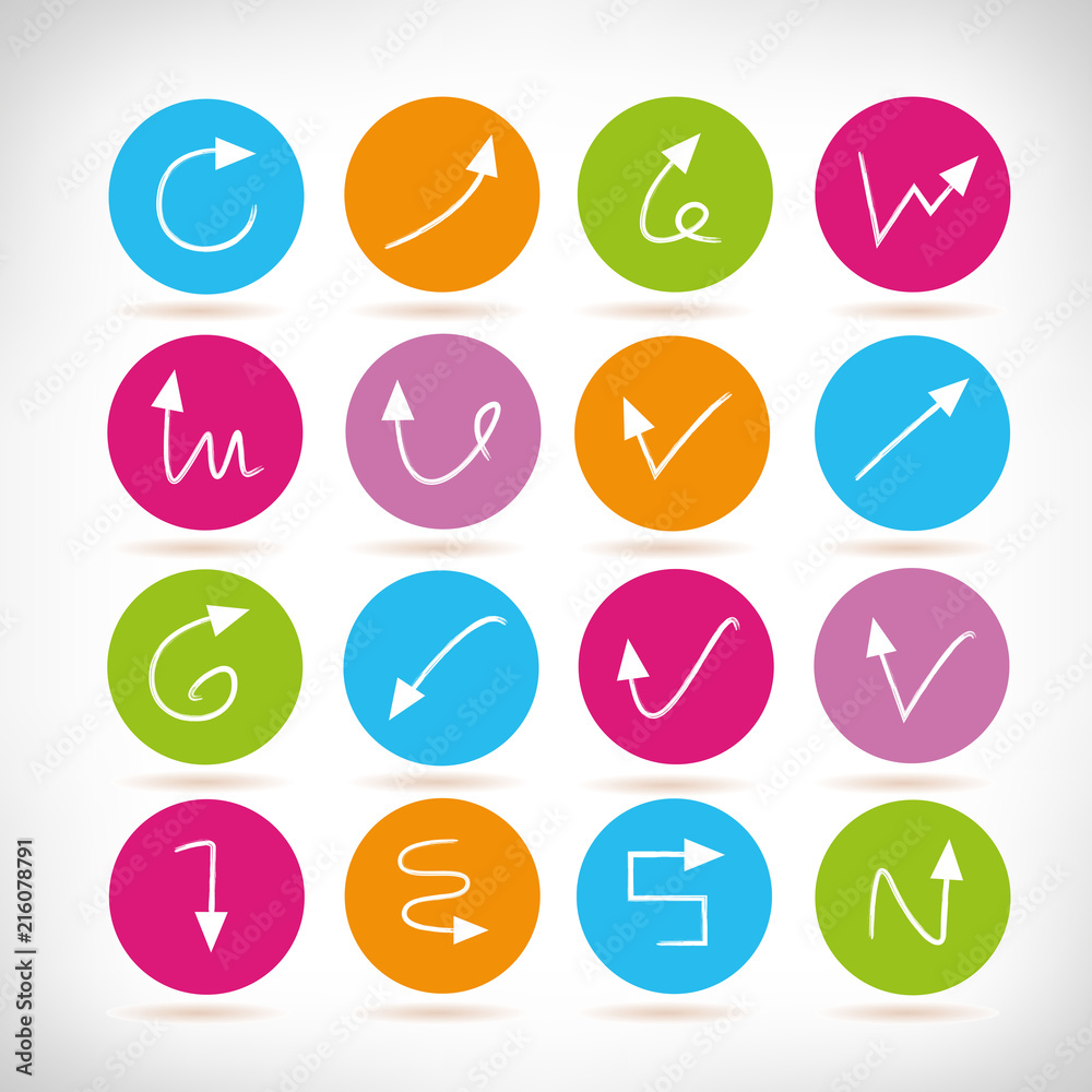 arrow icons in colorful buttons arrow icons in colorful buttons