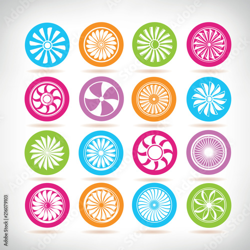 Jet engine turbine icons