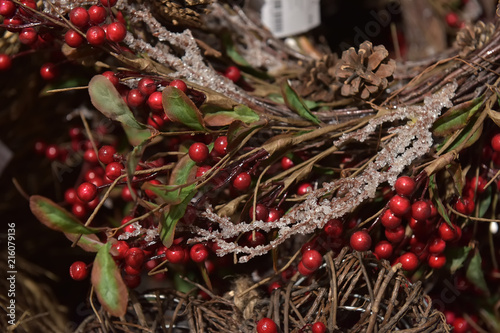 Christmas branches with red berries photo