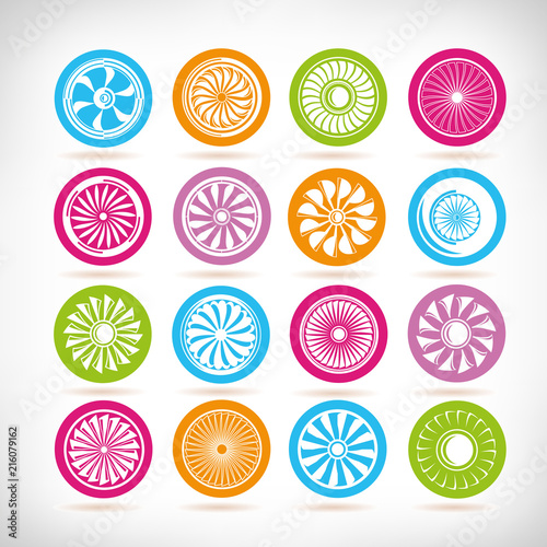 Jet engine turbine icons