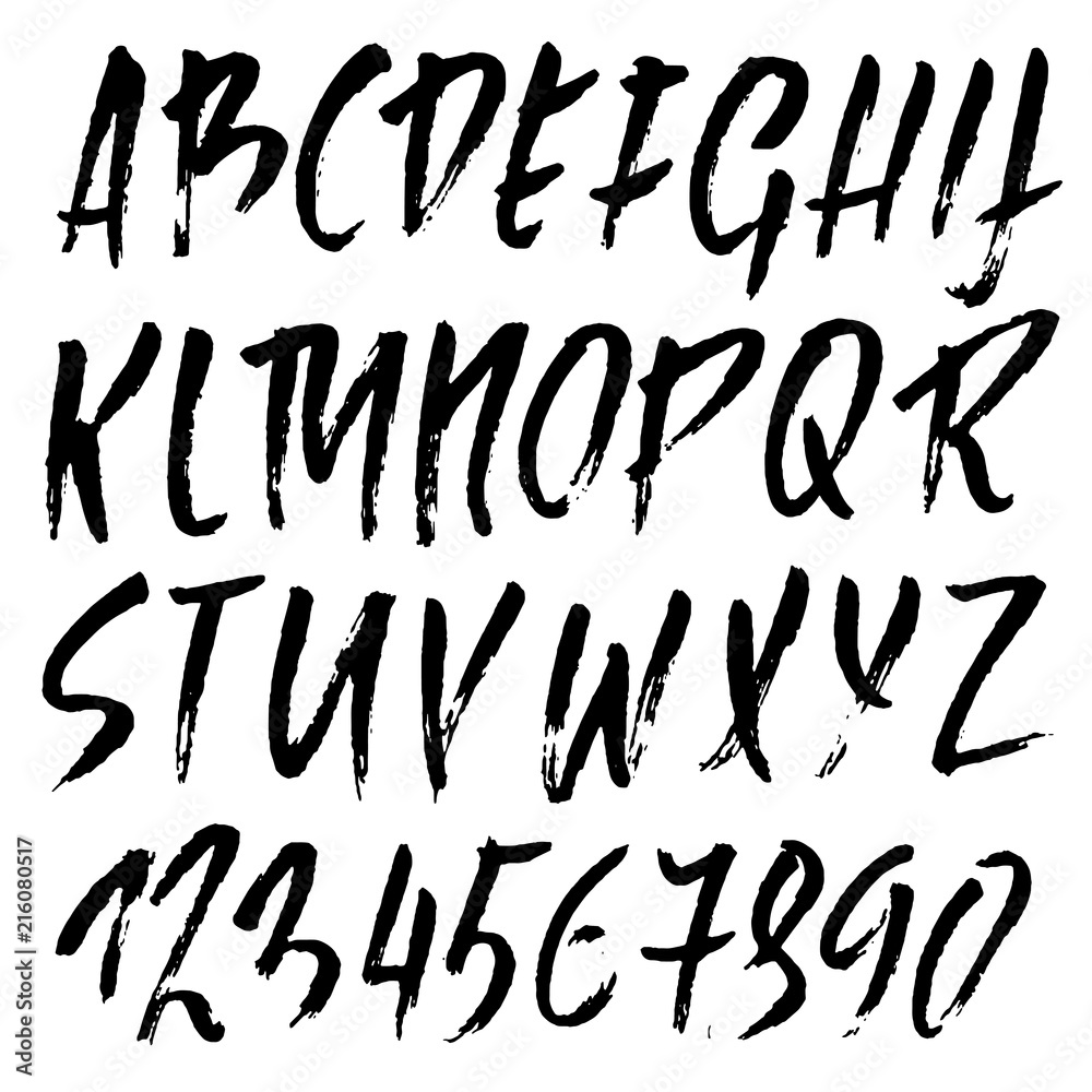 Hand drawn dry brush lettering. Grunge style alphabet. Handwritten font. Vector illustration. Hand drawn dry brush lettering. Grunge style alphabet. Handwritten font. Vector illustration.