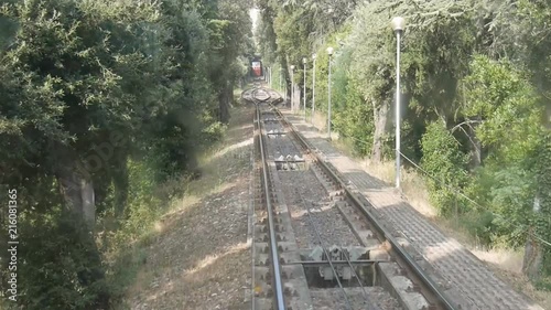 Orvieto,Italy-July 28, 2018: (Time Lapse)A view from a cable car departing from Orvieto station to City center

