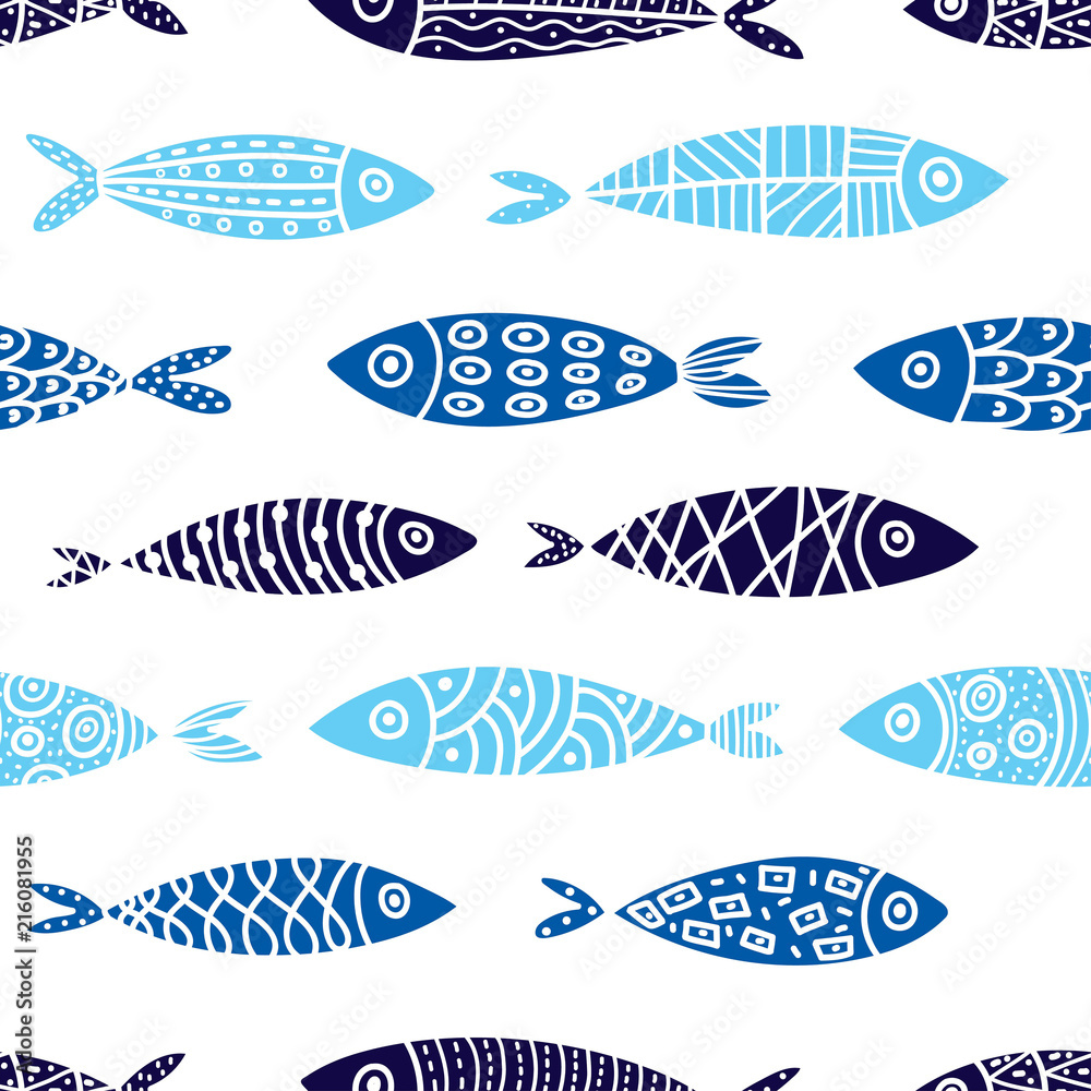 Cute fish. Kids background. Seamless pattern. Cute fish. Kids background. Seamless pattern.