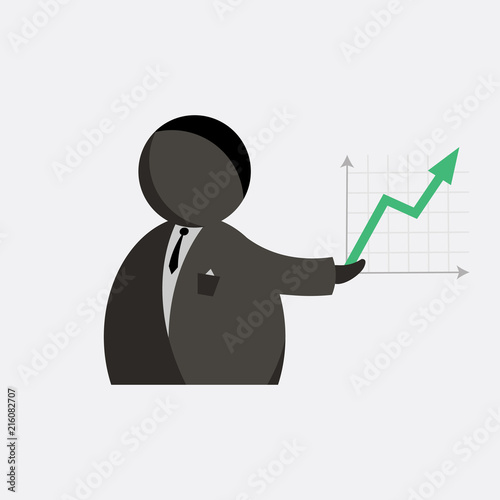 Businessman presenting marketing data and graphs on projector screen