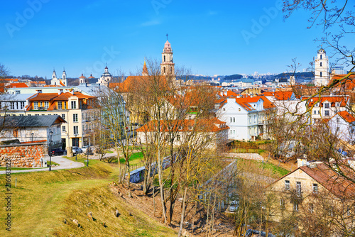 View of Vilnius from the hill of the Bastion of the Vilnius City Wall. photo