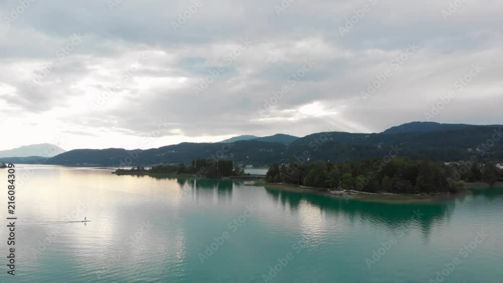 Landscape drone shot in Austria by a crystal clear lake Landscape drone shot in Austria by a crystal clear lake