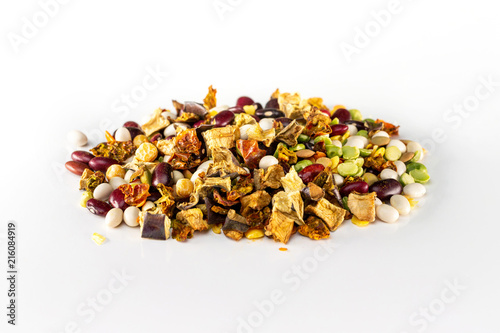 Macro pile of beans mix as a natural healthy food.
