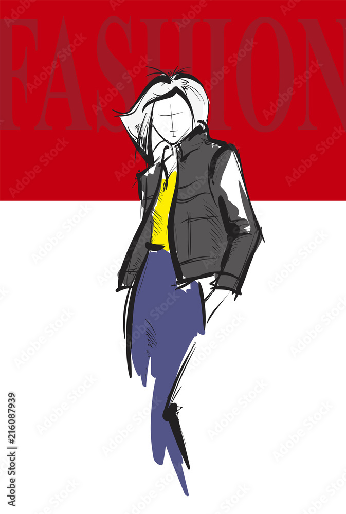 Fashion girl Sketch. Stylish fashion model. Pretty young girl. Fashion girl Sketch. Stylish fashion model. Pretty young girl.