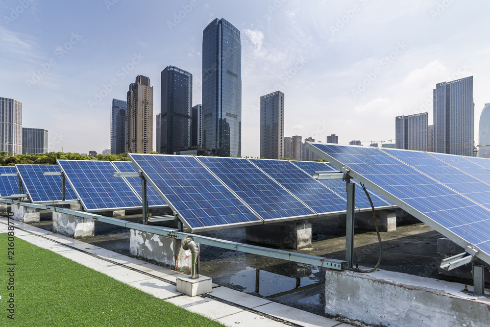 Fototapeta premium Solar and modern city skyline 