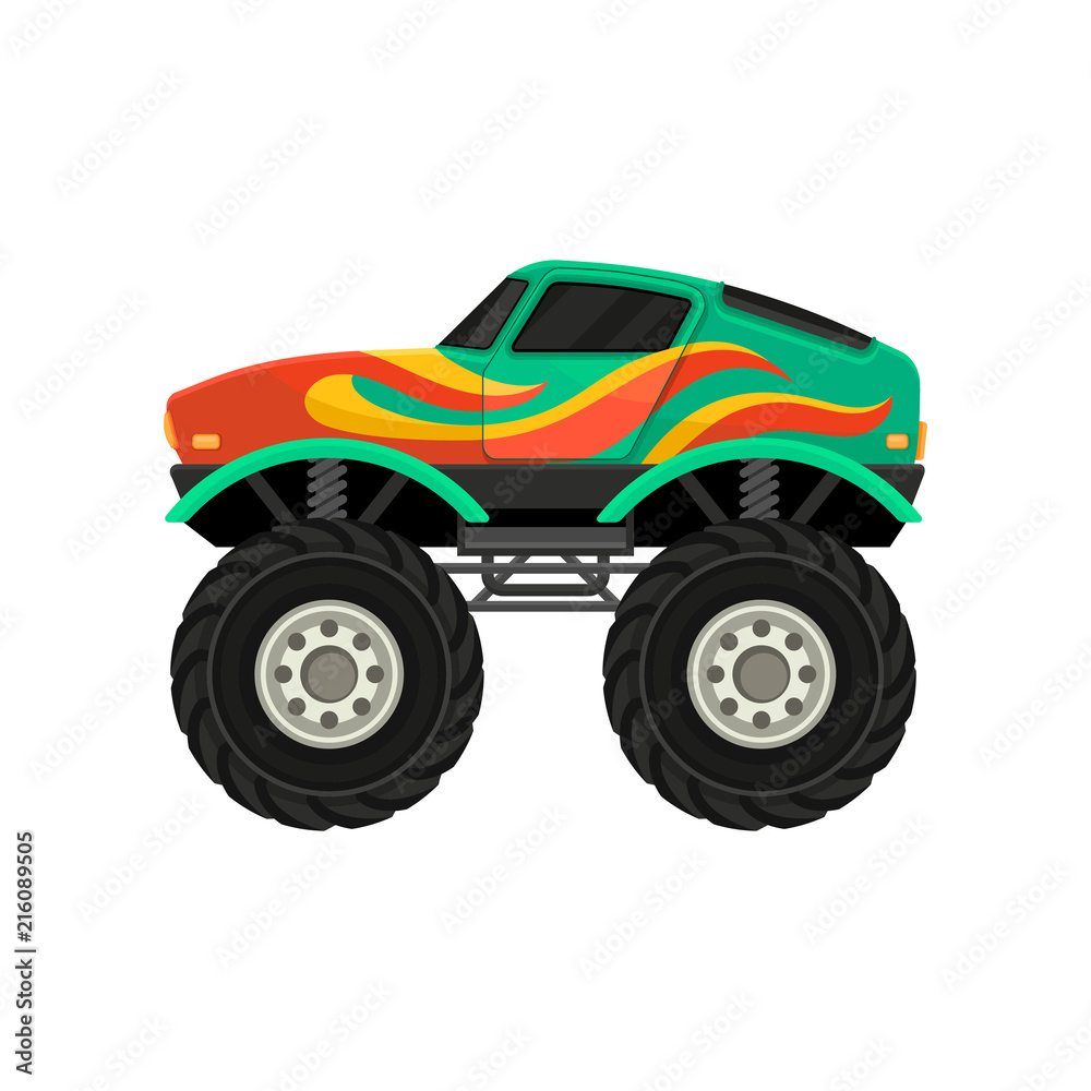 Black Cartoon Monster Truck Sticker