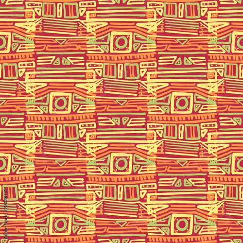 Abstract Ikat and boho style handcraft fabric pattern. Traditional Ethnic design for clothing and textile background, carpet or wallpaper
