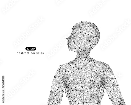 Abstract vector illustration of woman looking up.