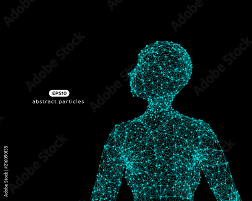 Abstract vector illustration of woman looking up.