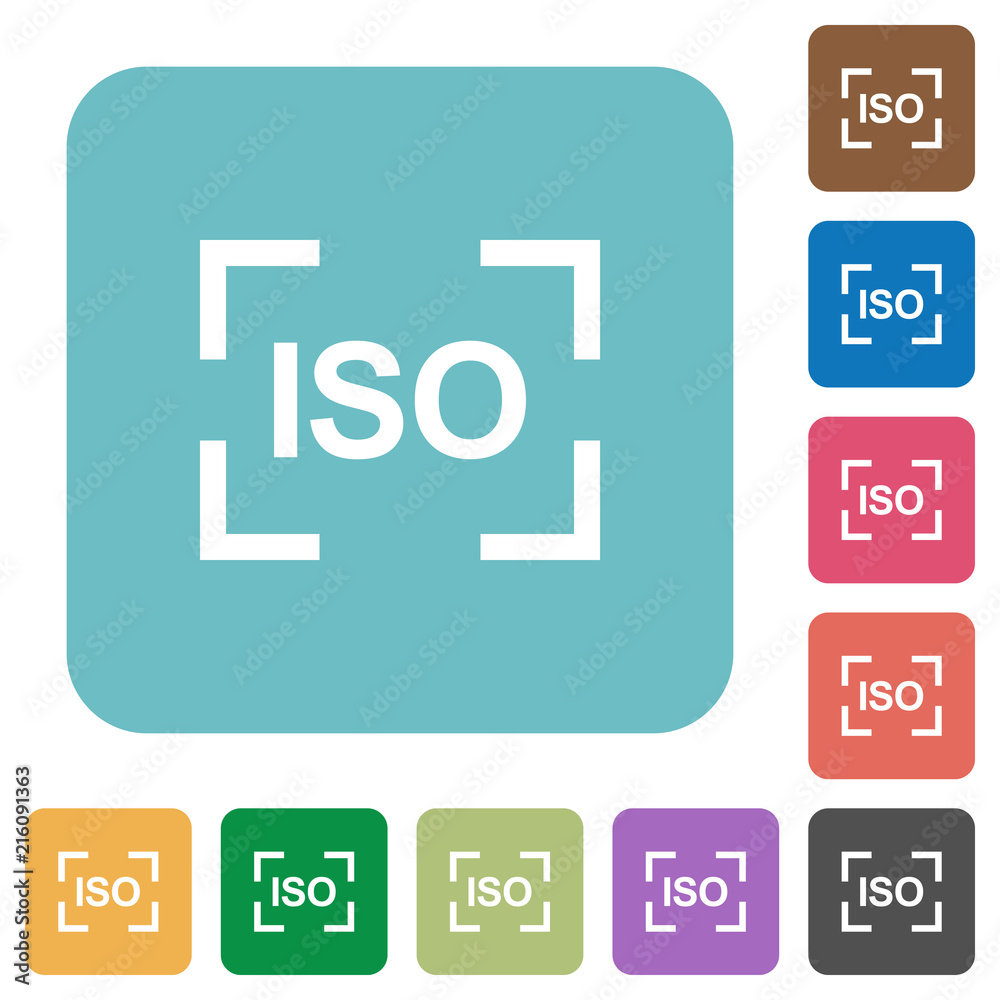 Camera iso speed setting rounded square flat icons Camera iso speed setting rounded square flat icons