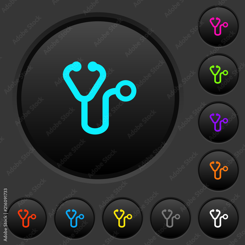 Stethoscope dark push buttons with color icons Stethoscope dark push buttons with color icons