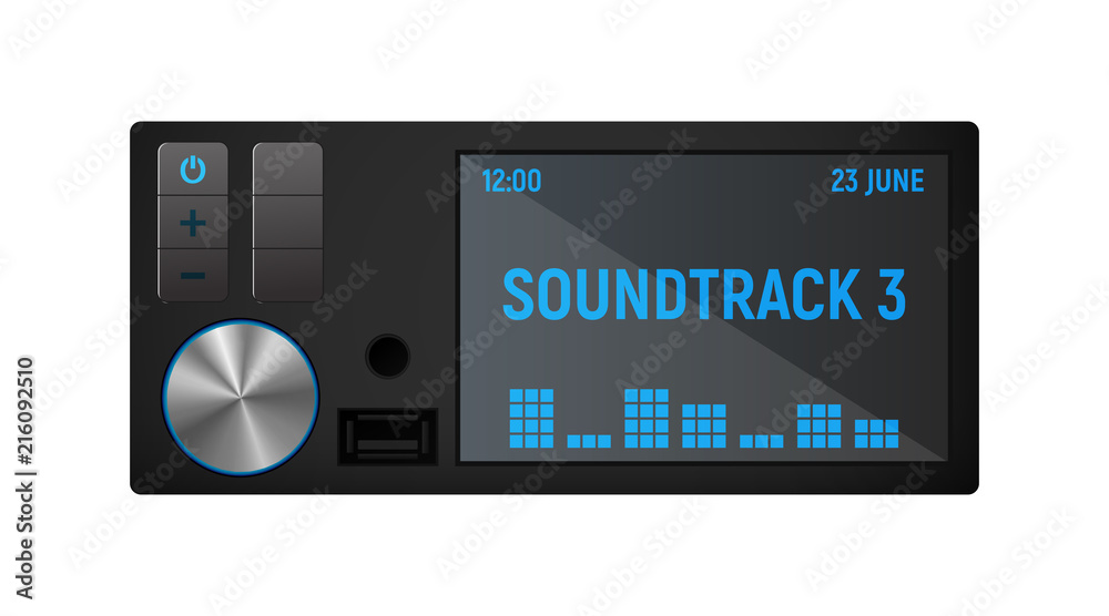 Tape recorder in the car. Stereo system. Vector illustration. Tape recorder in the car. Stereo system. Vector illustration.