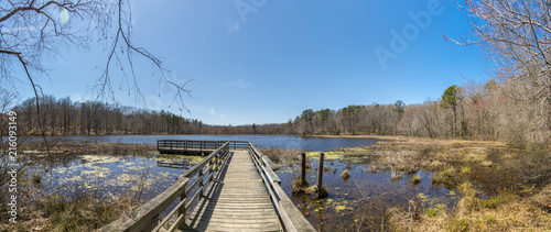 Bild auf Leinwand Wood dock in Pocahontas park