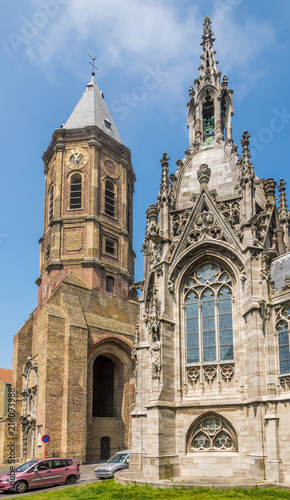 View at the Peperbuse belfry and chapel of Saint Peter and Paul church in Ostend - Belgium © milosk50